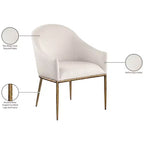 Chaise de salle à manger capitonnée avec accoudoirs Meridian Furniture Ferro en tissu texturé performance lin beige