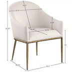 Chaise de salle à manger capitonnée avec accoudoirs Meridian Furniture Ferro en tissu texturé performance lin beige