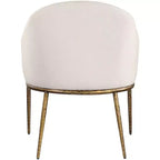 Chaise de salle à manger capitonnée avec accoudoirs Meridian Furniture Ferro en tissu texturé performance lin beige
