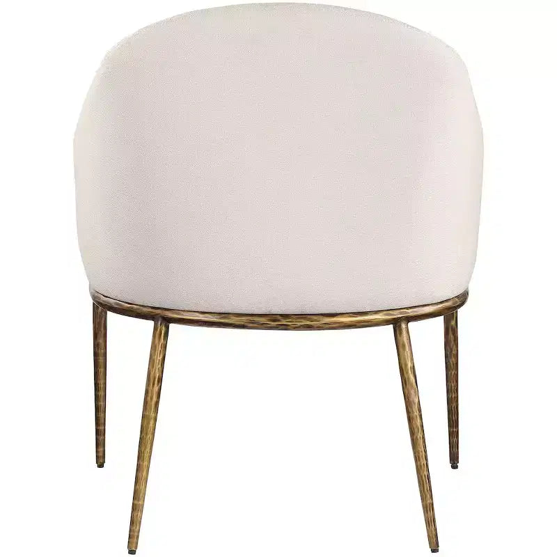 Chaise de salle à manger capitonnée avec accoudoirs Meridian Furniture Ferro en tissu texturé performance lin beige