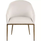 Chaise de salle à manger capitonnée avec accoudoirs Meridian Furniture Ferro en tissu texturé performance lin beige