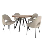 Ensemble table à manger ronde Jolana 45 et chaises de salle à manger tapissées - iNSPIRE Q