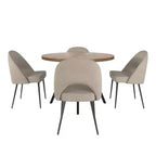 Ensemble table à manger ronde Jolana 45 et chaises de salle à manger tapissées - iNSPIRE Q