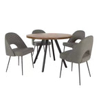 Ensemble table à manger ronde Jolana 45 et chaises de salle à manger tapissées - iNSPIRE Q