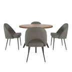 Ensemble table à manger ronde Jolana 45 et chaises de salle à manger tapissées - iNSPIRE Q