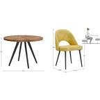 Ensemble table à manger ronde Jolana 45 et chaises de salle à manger tapissées - iNSPIRE Q