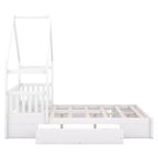 Lit en bois queen size FAMYYT?Avec garde-corps, 2 tiroirs, assemblage facile