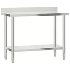 vidaXL Kitchen Work Table with Backsplash 32.5x21.7x36.6 Stainless Steel
