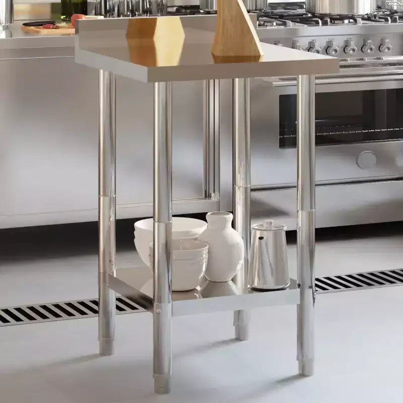 vidaXL Table de travail de cuisine avec crédence 32,5x21,7x36,6 cm Acier inoxydable