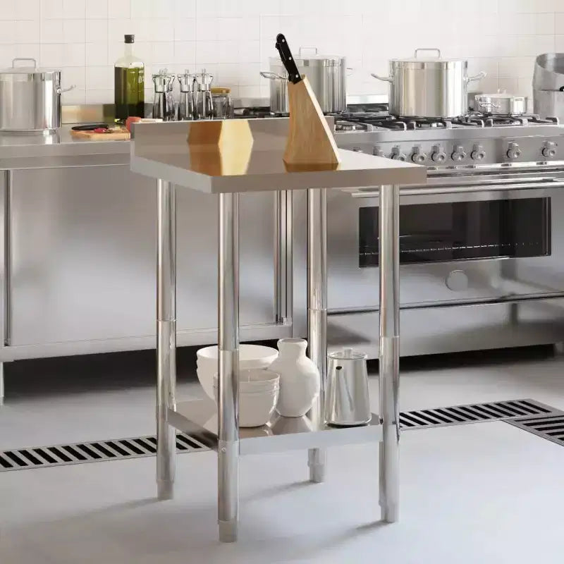 vidaXL Table de travail de cuisine avec crédence 32,5x21,7x36,6 cm Acier inoxydable