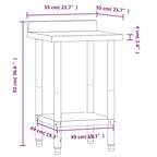 vidaXL Table de travail de cuisine avec crédence 32,5x21,7x36,6 cm Acier inoxydable