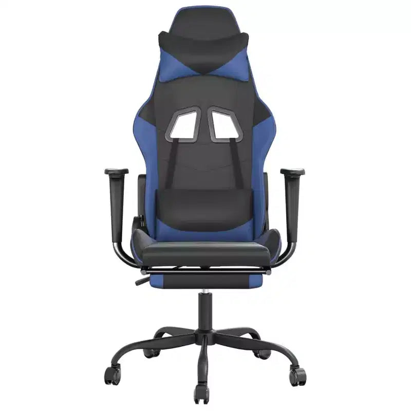 vidaXL Chaise de jeu similicuir noir et bleu, métal, contreplaqué Réglable