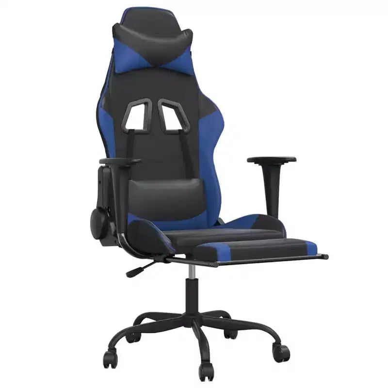 vidaXL Chaise de jeu similicuir noir et bleu, métal, contreplaqué Réglable