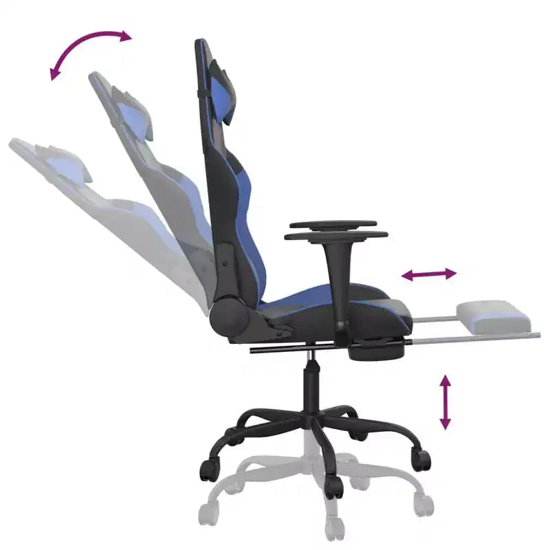 vidaXL Chaise de jeu similicuir noir et bleu, métal, contreplaqué Réglable