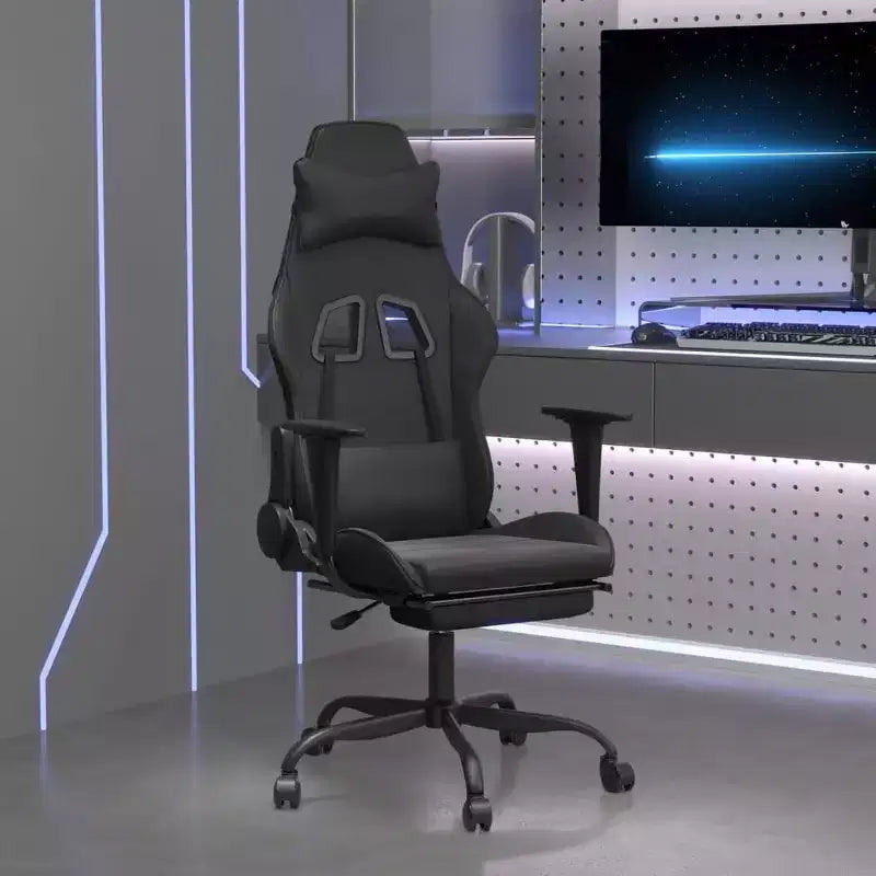 vidaXL Chaise de jeu similicuir noir et bleu, métal, contreplaqué Réglable