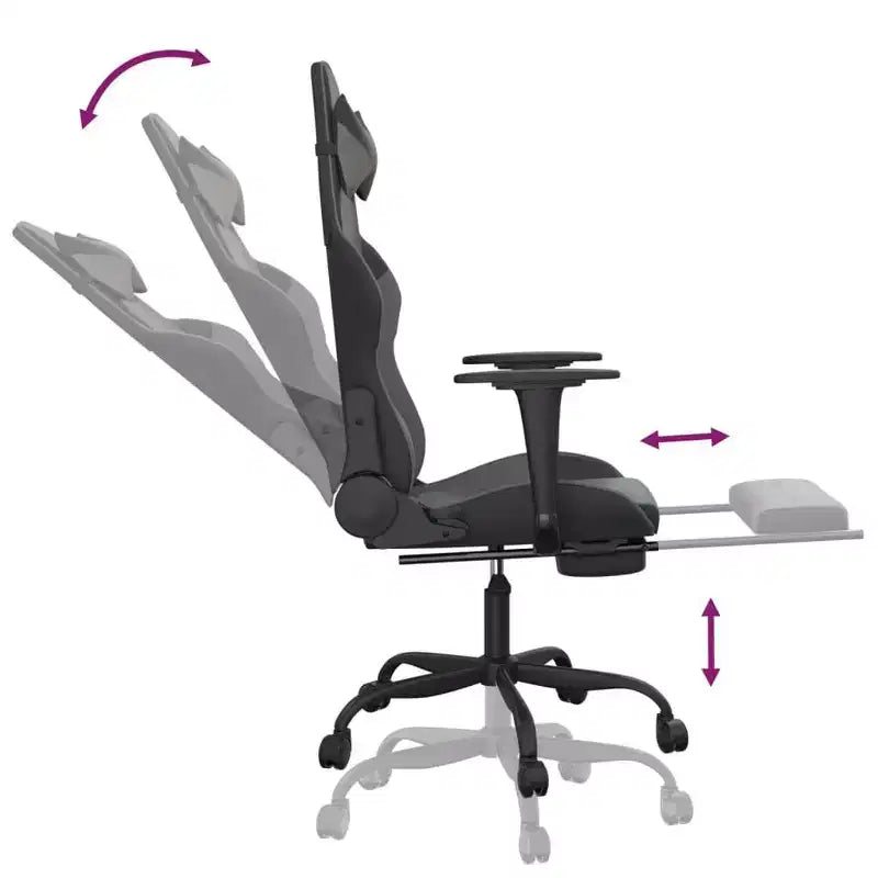 vidaXL Chaise de jeu similicuir noir et bleu, métal, contreplaqué Réglable