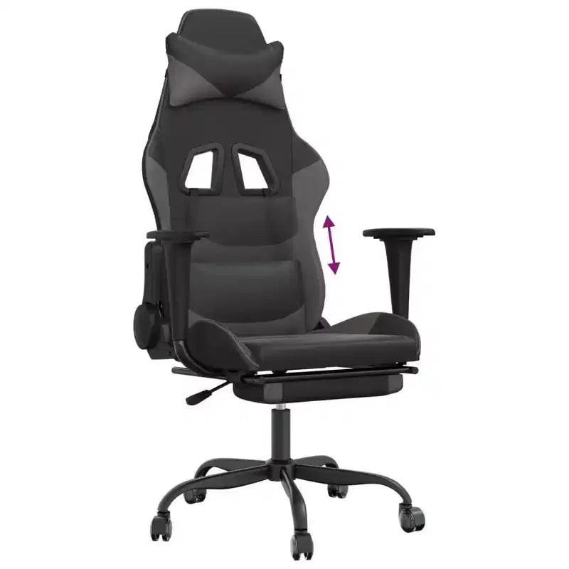 vidaXL Chaise de jeu similicuir noir et bleu, métal, contreplaqué Réglable