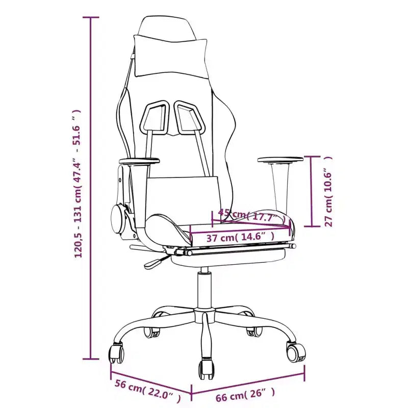 vidaXL Chaise de jeu similicuir noir et bleu, métal, contreplaqué Réglable