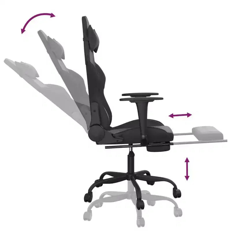 vidaXL Chaise de jeu similicuir noir et bleu, métal, contreplaqué Réglable