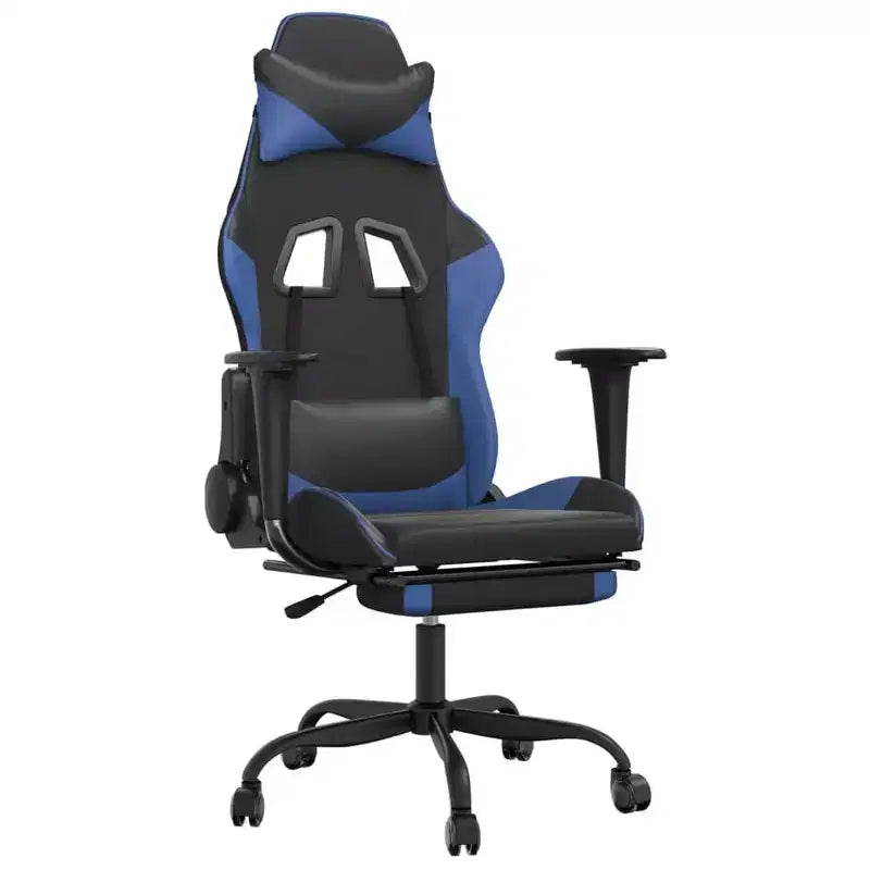 vidaXL Chaise de jeu similicuir noir et bleu, métal, contreplaqué Réglable
