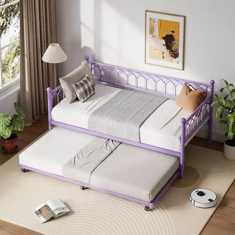 Lit de repos robuste GustoWave, ensemble de cadre de lit de repos double avec station de charge
