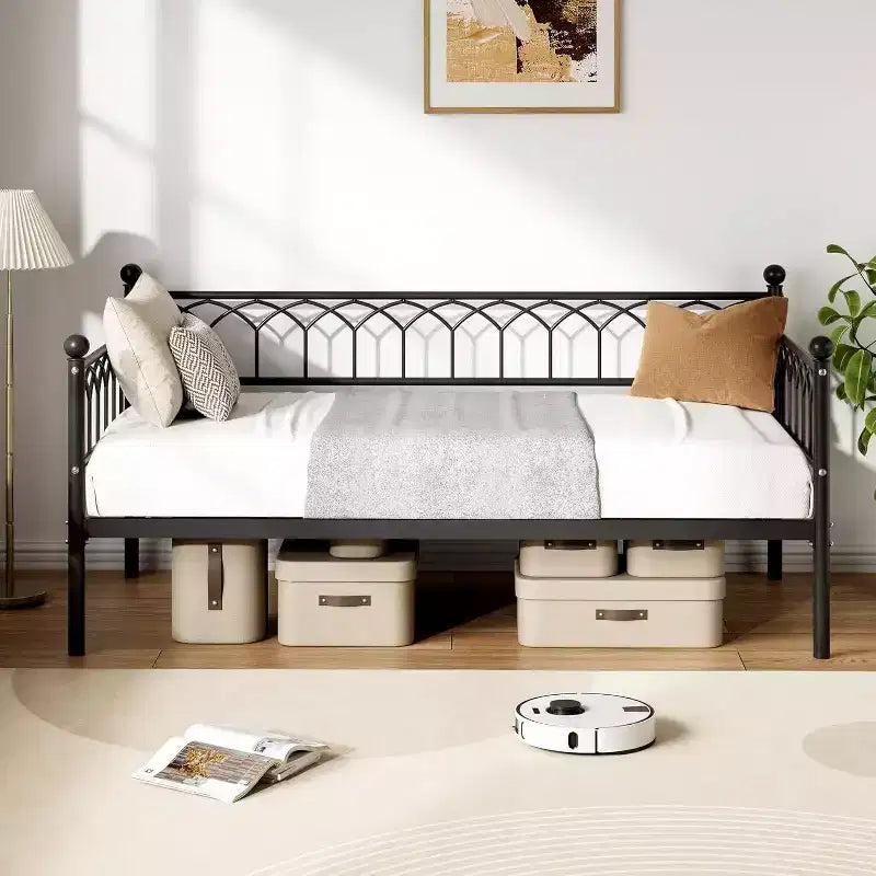 Lit de repos robuste GustoWave, ensemble de cadre de lit de repos double avec station de charge