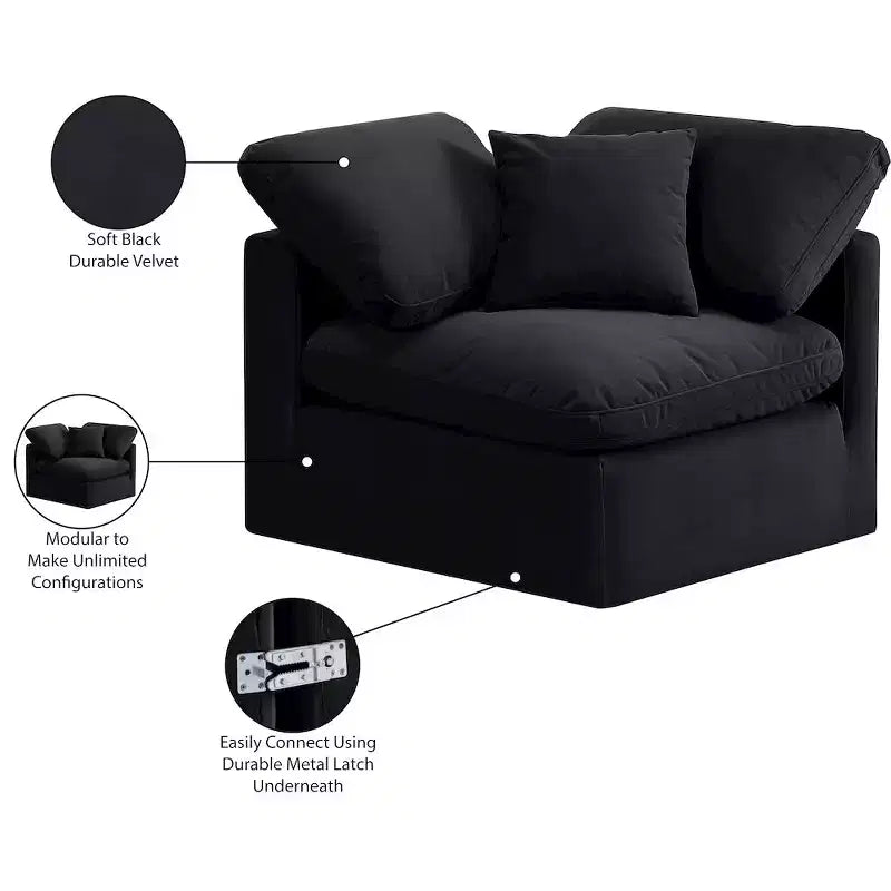 Fauteuil d'angle en velours Indulge Meridian Furniture
