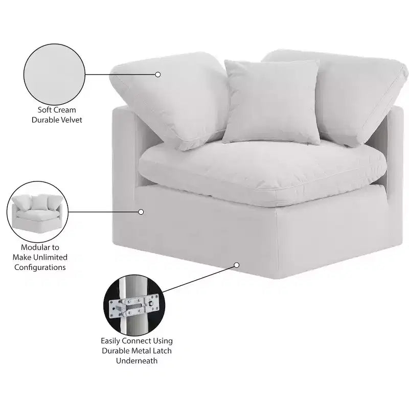 Fauteuil d'angle en velours Indulge Meridian Furniture