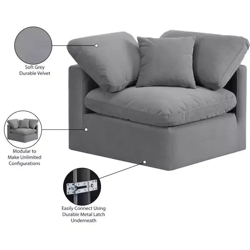 Fauteuil d'angle en velours Indulge Meridian Furniture