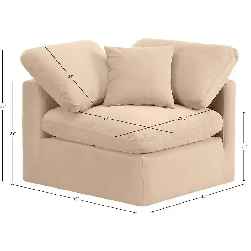 Fauteuil d'angle en velours Indulge Meridian Furniture