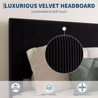Cadre de lit plateforme GustoWave en velours côtelé doux avec tête de lit rembourrée