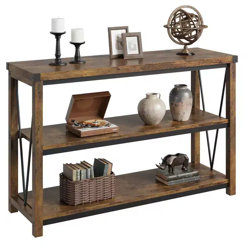 47 Farmhouse Console Table,2-Tier Wood Entryway Sofa Table,Spacious Storage Shelves for Living Room, Hallway, Foyer