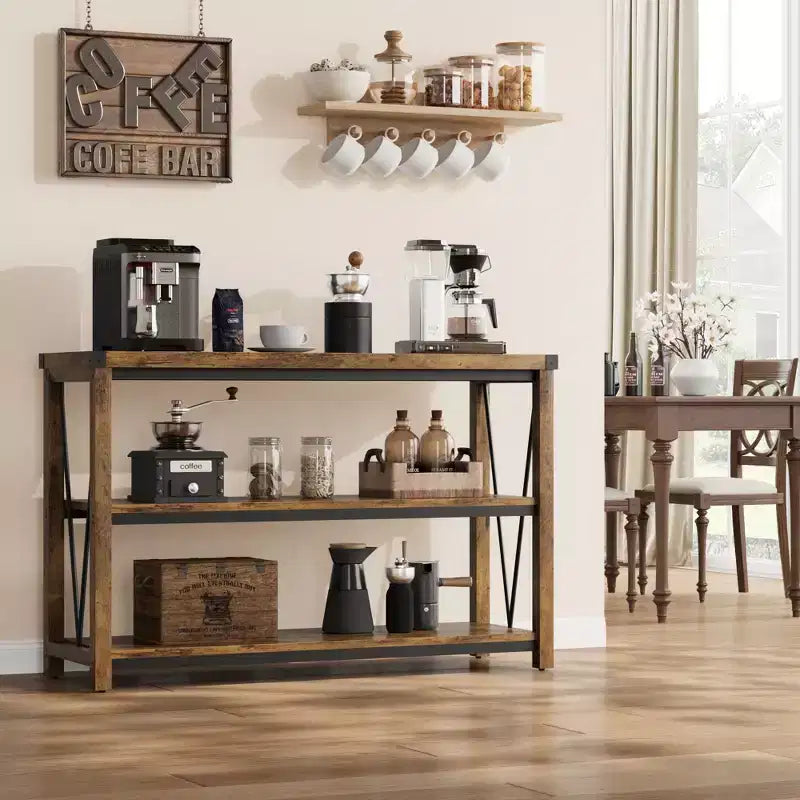 Table console de ferme 47", table de canapé d'entrée en bois à 2 niveaux, étagères de rangement spacieuses pour salon, couloir, foyer