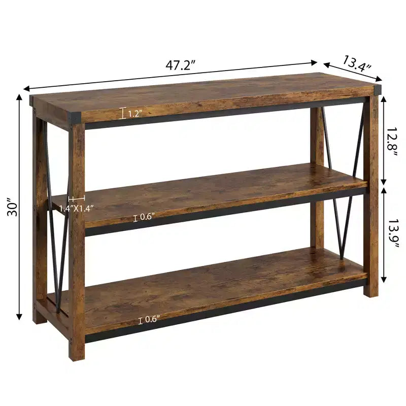 Table console de ferme 47", table de canapé d'entrée en bois à 2 niveaux, étagères de rangement spacieuses pour salon, couloir, foyer