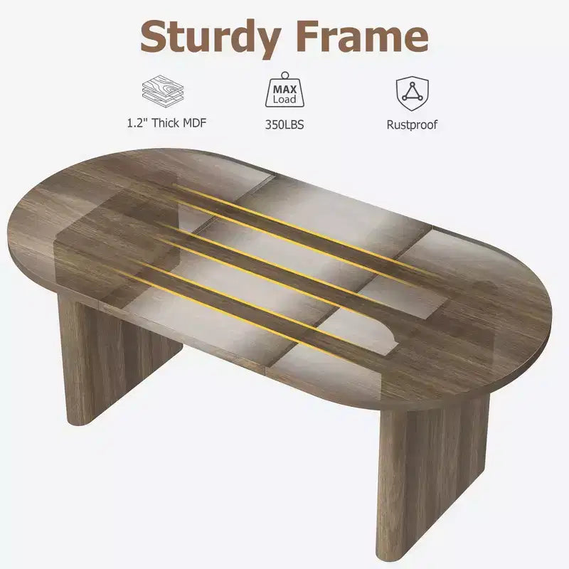 SunnyFurn Table à Manger Ovale Moderne de Style Ferme pour 6 à 8 Personnes Base en Bois Épaisse et Robuste Spacieuse pour Salle à Manger, Cuisine, Salon