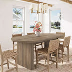 SunnyFurn Table à Manger Ovale Moderne de Style Ferme pour 6 à 8 Personnes Base en Bois Épaisse et Robuste Spacieuse pour Salle à Manger, Cuisine, Salon