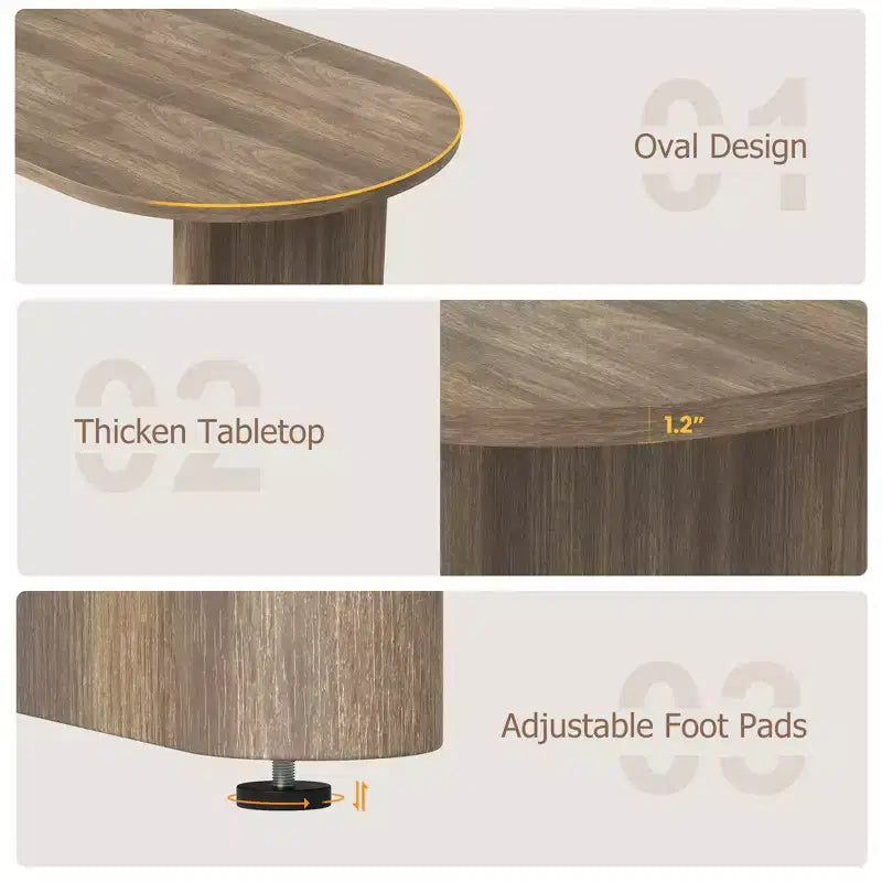 SunnyFurn Table à Manger Ovale Moderne de Style Ferme pour 6 à 8 Personnes Base en Bois Épaisse et Robuste Spacieuse pour Salle à Manger, Cuisine, Salon