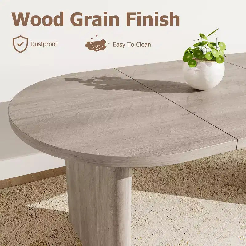 SunnyFurn Table à Manger Ovale Moderne de Style Ferme pour 6 à 8 Personnes Base en Bois Épaisse et Robuste Spacieuse pour Salle à Manger, Cuisine, Salon