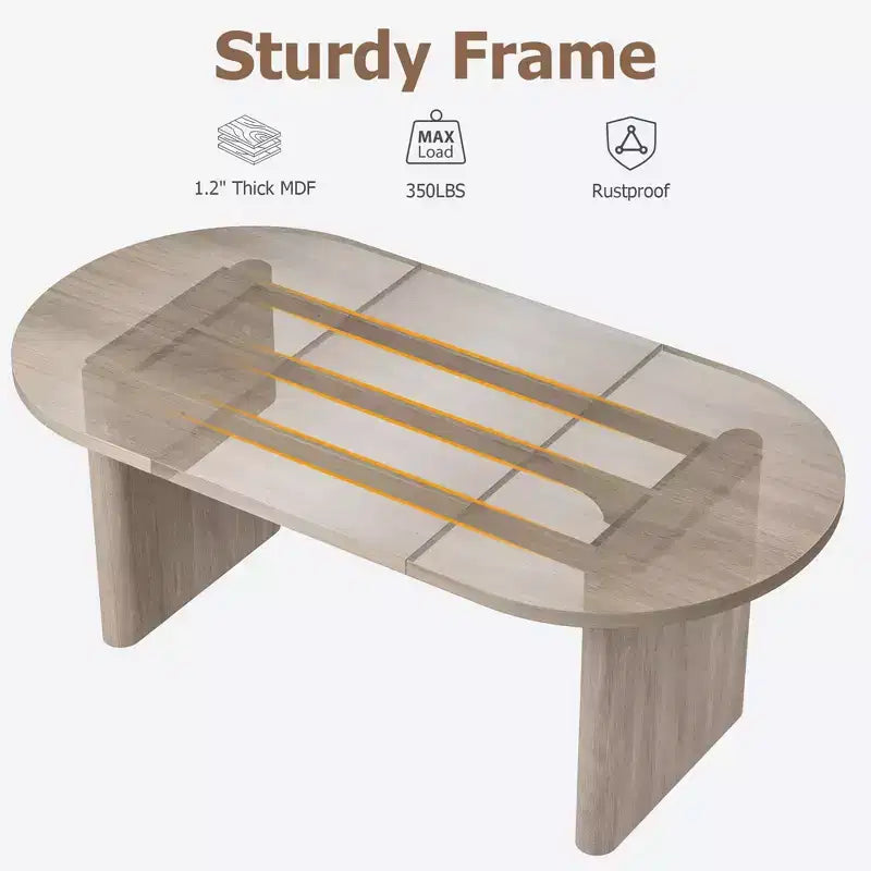 SunnyFurn Table à Manger Ovale Moderne de Style Ferme pour 6 à 8 Personnes Base en Bois Épaisse et Robuste Spacieuse pour Salle à Manger, Cuisine, Salon