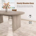 SunnyFurn Table à Manger Ovale Moderne de Style Ferme pour 6 à 8 Personnes Base en Bois Épaisse et Robuste Spacieuse pour Salle à Manger, Cuisine, Salon