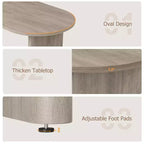 SunnyFurn Table à Manger Ovale Moderne de Style Ferme pour 6 à 8 Personnes Base en Bois Épaisse et Robuste Spacieuse pour Salle à Manger, Cuisine, Salon