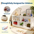 Étagère à livres et meuble de rangement pour jouets à 2 niveaux pour enfants, bibliothèque en bois pour tout-petits avec 5 compartiments de rangement ouverts pour salle de jeux, chambre de bébé et salle de classe