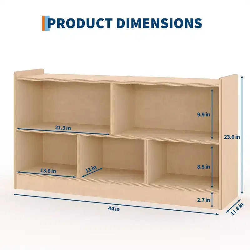 Étagère à livres et meuble de rangement pour jouets à 2 niveaux pour enfants, bibliothèque en bois pour tout-petits avec 5 compartiments de rangement ouverts pour salle de jeux, chambre de bébé et salle de classe