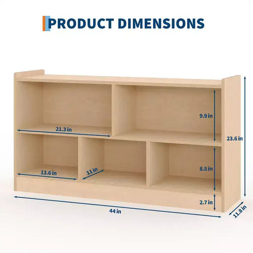 Étagère à livres et meuble de rangement pour jouets à 2 niveaux pour enfants, bibliothèque en bois pour tout-petits avec 5 compartiments de rangement ouverts pour salle de jeux, chambre de bébé et salle de classe