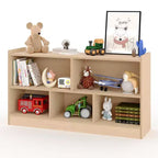 Étagère à livres et meuble de rangement pour jouets à 2 niveaux pour enfants, bibliothèque en bois pour tout-petits avec 5 compartiments de rangement ouverts pour salle de jeux, chambre de bébé et salle de classe