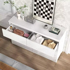 Commode de rangement large à 6 tiroirs JVNOXK blanche, Organiseur de vêtements moderne en bois pour chambre à coucher, couloir, entrée et salon