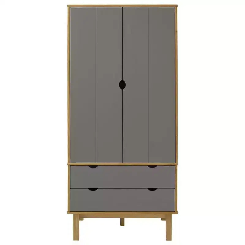 vidaXL Armoire Marron et gris Bois de pin massif, bois d'ingénierie Standard