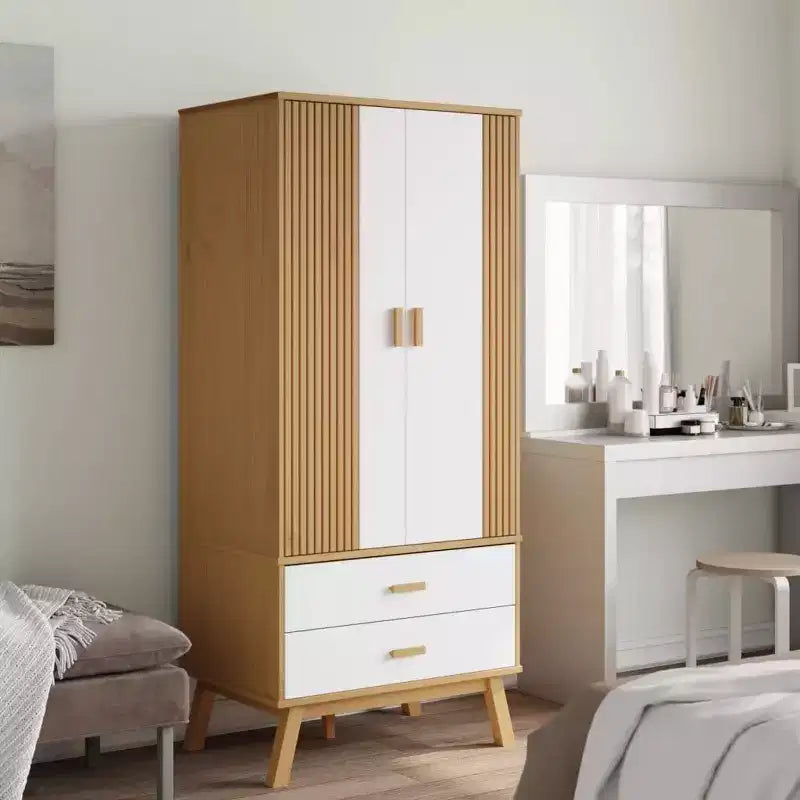 vidaXL Armoire Blanc et marron