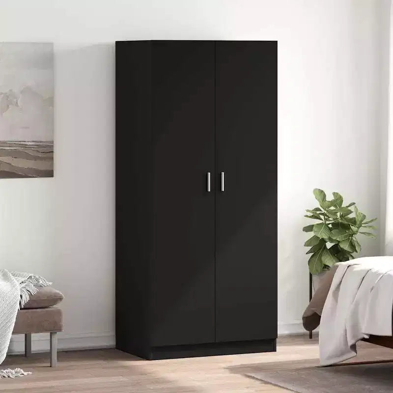 vidaXL Armoire noire en bois d'ingénierie Armoire compacte rectangulaire