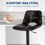 Tabourets de bar pivotants GustoWave en similicuir avec dossier et hauteur réglable, lot de 2